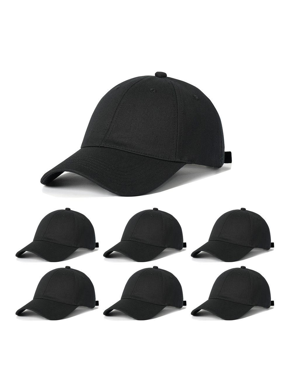 6Pack Unisex Vintage Washed Cotton Baseball Cap Soft | 6 Pcs, Black | Size OS